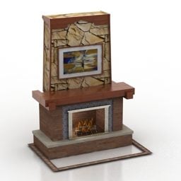 Fireplace Rad Stone 3d model