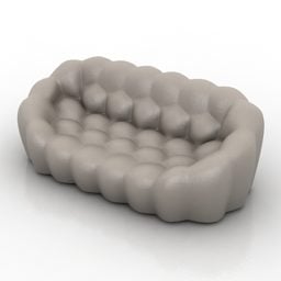 Canapé d'angle finition cuir avec étagère modèle 3D