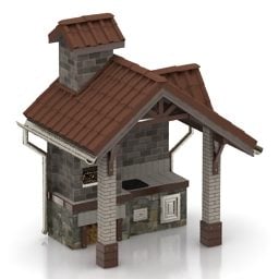Buiten BBQ-paviljoen 3D-model