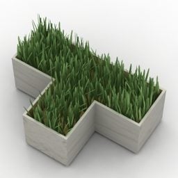 Box Grass Pot T Shape 3d-modell