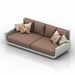 أريكة توليس ذات حافة منحنية مع وسائد نموذج ثلاثي الأبعاد