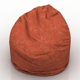 Bag Chair Red Textile 3d model
