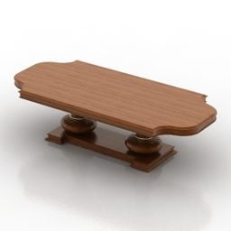 Modello 3d superiore del cerchio del tavolo in legno antico