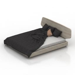 مدل سه بعدی تخت خواب با تشک و پتو