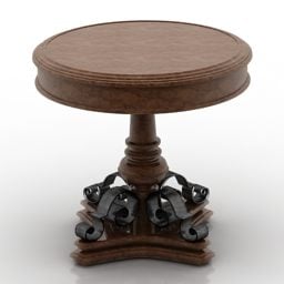 Antique Round Wood Table 3d model