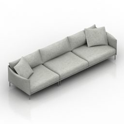 Sofa màu xám ba chỗ có gối mô hình 3d