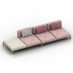 グレーのソファ 3 座席の枕と室内装飾 XNUMX d モデル