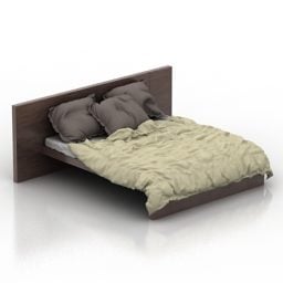 Bett modern mit Holzpaneel 3D-Modell
