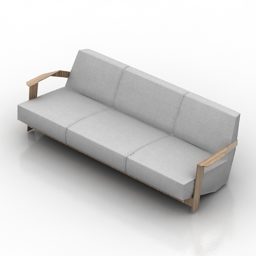 Modelo 3d de sofá simples de três lugares