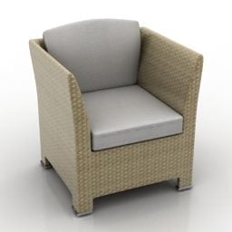Armchair Rattan With Pad 3d model
