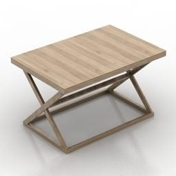 Wood Table X Leg Shaped 3d model