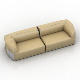 Fabric Sofa Curved Back 3d model
