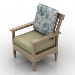 Mẫu ghế bành gỗ phong cách đồng quê 3d