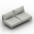 Sofa Armless Grey Textile