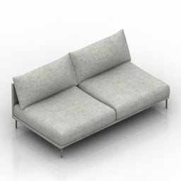 Sofa Armless Grey Textile 3d model