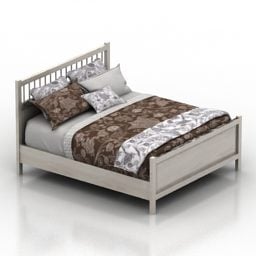 Tempat Tidur Ikea Rangka Kayu Putih model 3d