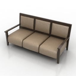 3д модель дивана трехместного из коричневой ткани
