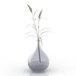 Glass Vase Grass Decorative Ware 3d model