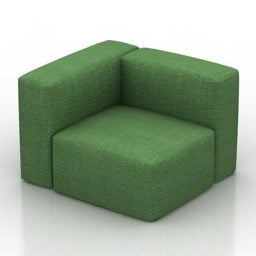 Green Fabric Sofa Corner 3d model