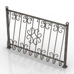 Fence With Rails 3d model