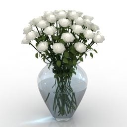 Květiny Růžová skleněná váza 3D model