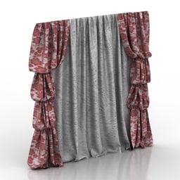 3д модель двухслойной шторы с винтажными текстурами
