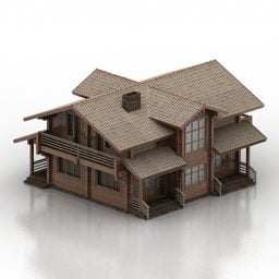Einfaches 3D-Modell des Dachhauses mit roten Ziegeln