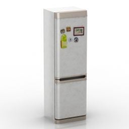 Black Refrigerator In Modern Kitchen Cabinet With Sink 3d model