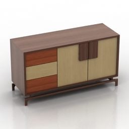 3d модель коричневого дерев'яного шафки в стилі модерн