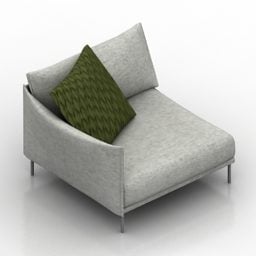 Sudut Sofa Tunggal Dengan Model 3d Bantal
