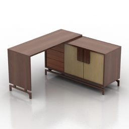 میز باغچه چوبی با پایه حک شده مدل سه بعدی