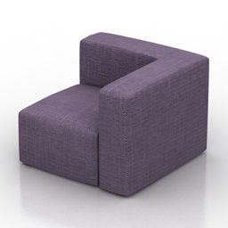 3д модель углового дивана фиолетового цвета