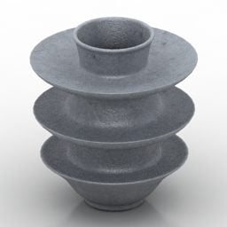 Model 3d Vas Patung Porselen Abu-abu