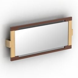 Wide Mirror Wood Frame 3d model