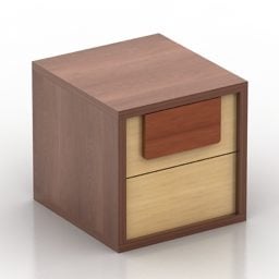 Black Wood Nightstand Cube Shape 3D-malli