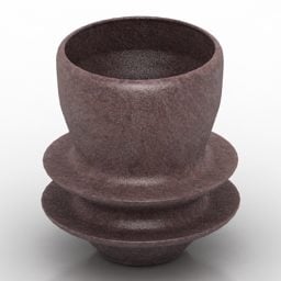 茶色の磁器の花瓶の装飾的な3Dモデル