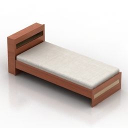 Tempat Tidur Single Model Rangka Kayu Sederhana 3d