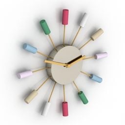 ساعة حائط ملونة على شكل عصا مجسمة ثلاثية الأبعاد