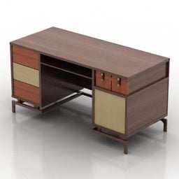 Noční stolek do ložnice 3D model z hnědého dřeva