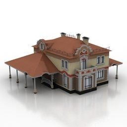 Cottage House With Garden 3d model