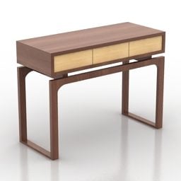 Minimalistický dřevěný stůl s policí 3D model