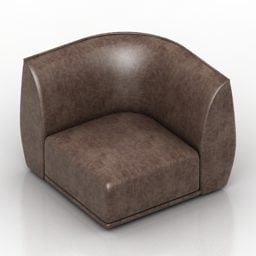 Brown Leather Armchair Sofa 3d model