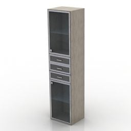 3д модель тонкого шкафчика, окрашенного в серый цвет