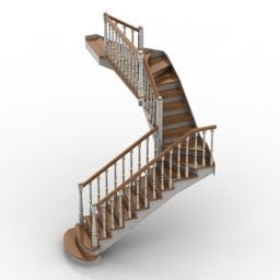 Drewniana poręcz schodów Model 3D