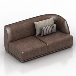 Canapé d'angle en cuir avec oreiller modèle 3D