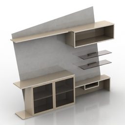 Modernes Rack mit Panel hinter 3D-Modell