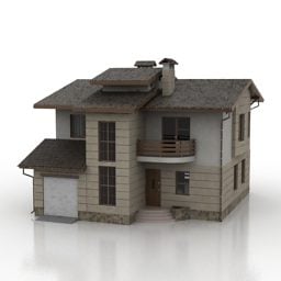 Modelo 3d de la casa del tejado