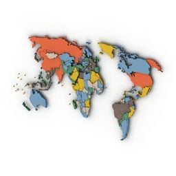 Renkli Ülkeler Dünya Haritası 3d modeli