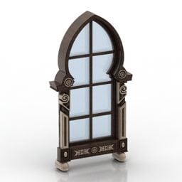 Medieval Window Carved Frame 3d model