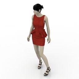 Girl In Short Dress 3d model